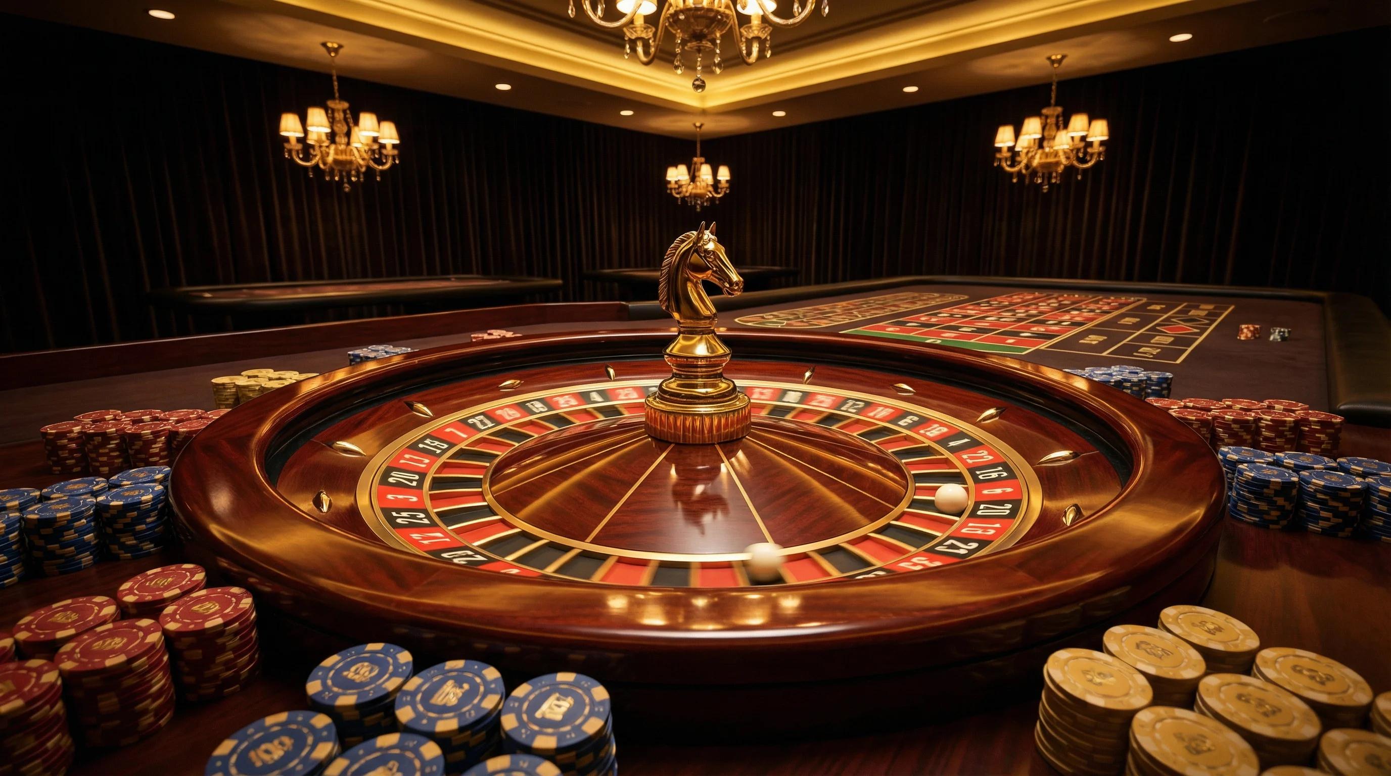 Roleta europeia de luxo com bola girando no lottubet